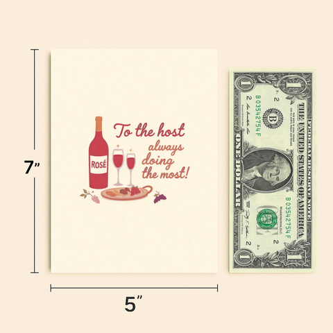 Host Appreciation Greeting Card Rosé Illustration - Size