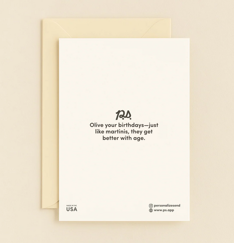 Funny Birthday Card Modern Martini Theme - Back