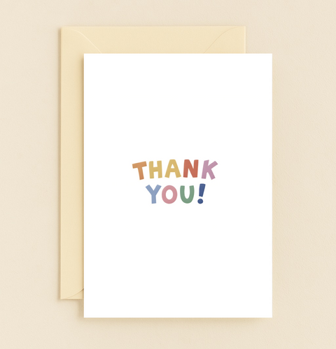 Thank You Greeting Card Modern Colorful Design - Front
