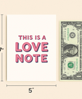 Love Note Greeting Card Bold Modern Design - Size