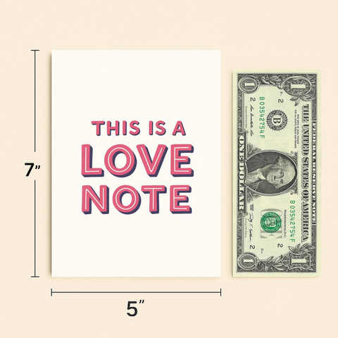 Love Note Greeting Card Bold Modern Design - Size