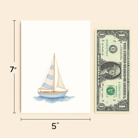 Sailboat Greeting Card Modern Minimalist Design - Size