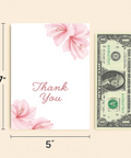Thank You Greeting Card Pink Floral Design - Size