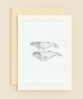 Whale Greeting Card with Floral Accents - Modern Design - Front