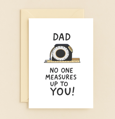 Funny Dad Greeting Card Tape Measure Design - Front