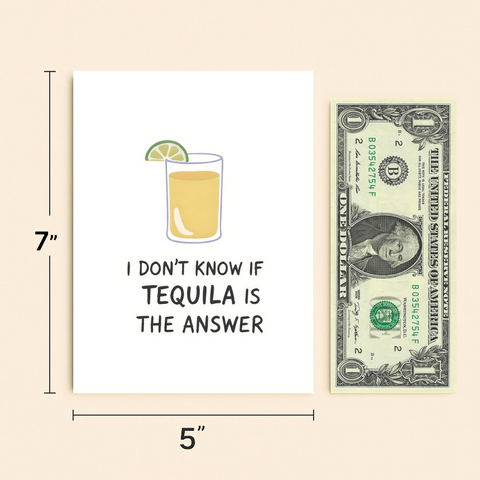 Funny Tequila Greeting Card with Lime Illustration - Size