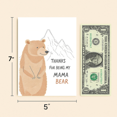 Funny Mothers Day Card Cute Mama Bear Illustration - Size