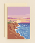 Ocean Sunset Greeting Card with Modern Coastal Art - Front