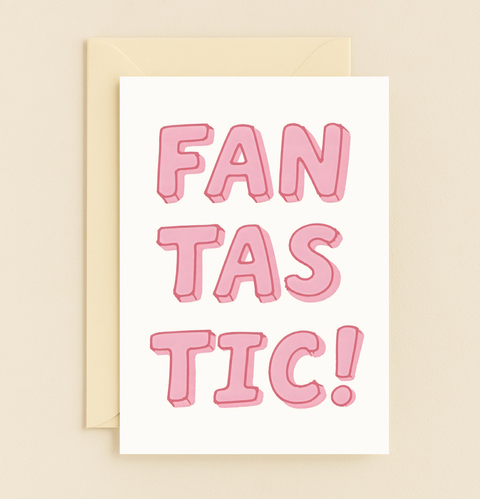 fantastic pink 3d text card