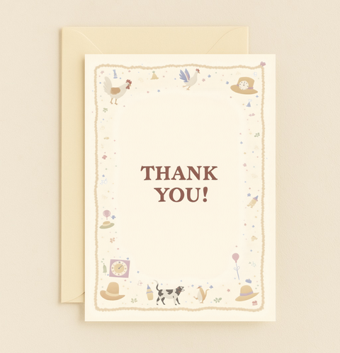 farm animals thank you card
