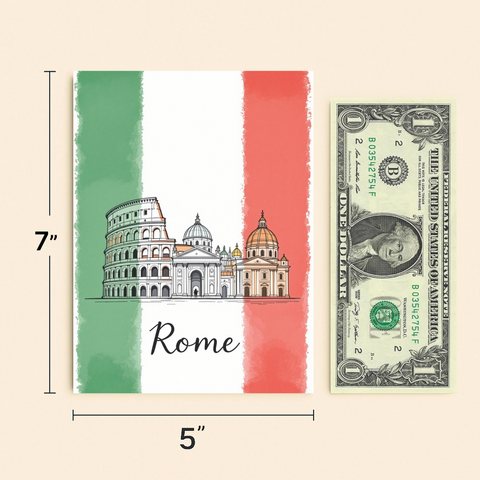 Rome Greeting Card Illustrated Italian Landmark Design - Size