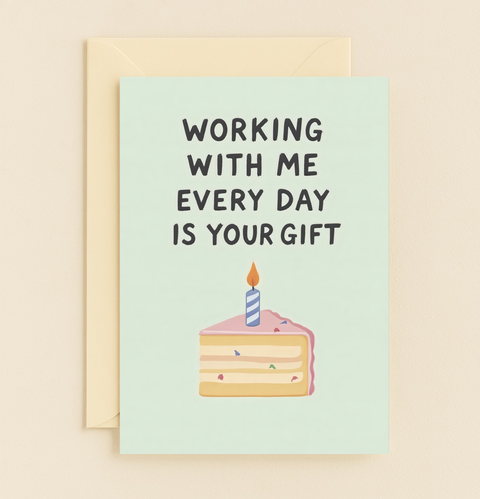 Funny Birthday Card Modern Cake Illustration - Front