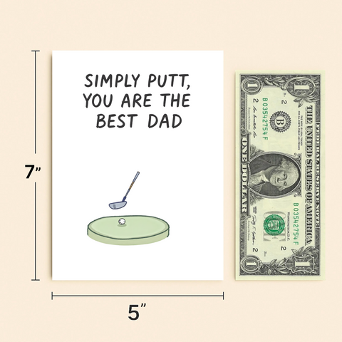Funny Fathers Day Card Golf Pun Illustrated - Size