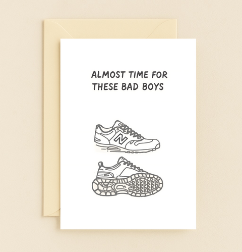 Funny Birthday Greeting Card with Sneakers Illustration - Front