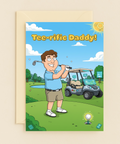 Funny Tee-rific Daddy Golf Card for Dad with Cartoon Golf Cart product image