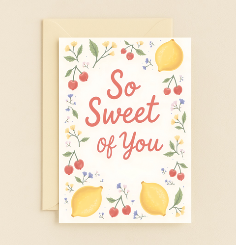 Sweet Greeting Card Illustrated Fruit Design - Front