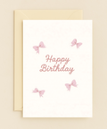 "Happy Birthday Card with Pink Bows Modern Design" - Front