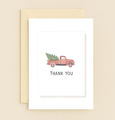 Thank You Greeting Card with Cute Vintage Truck Design - Front