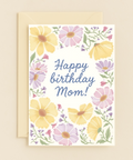 Birthday Card for Mom Hand-Illustrated Floral Design - Front