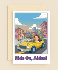 Yellow Convertible Cocktail Cruise Ride On Aiden Celebration Card product image