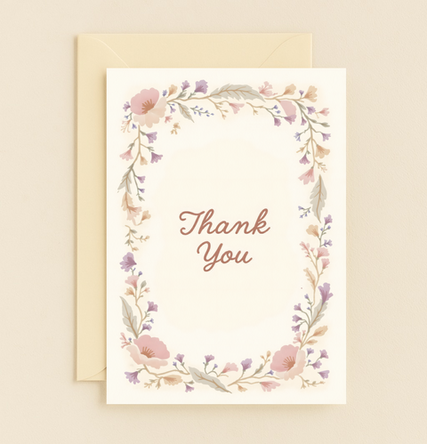 floral border elegant thank you card