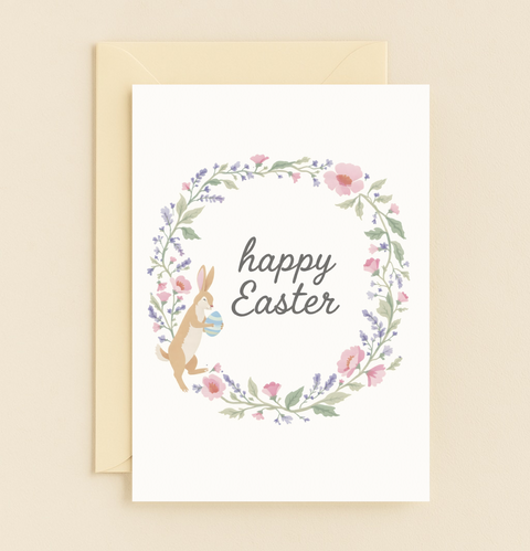 floral bunny egg card