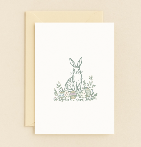 floral bunny with eggs card