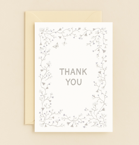 floral butterfly thank you card