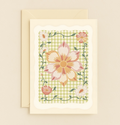 floral checkered pattern card