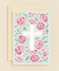 floral cross greeting card