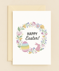 floral egg and bunny wreath card