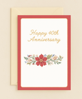 floral forty years celebration card