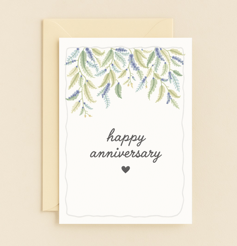 floral greenery anniversary card