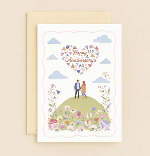floral heart couple love card