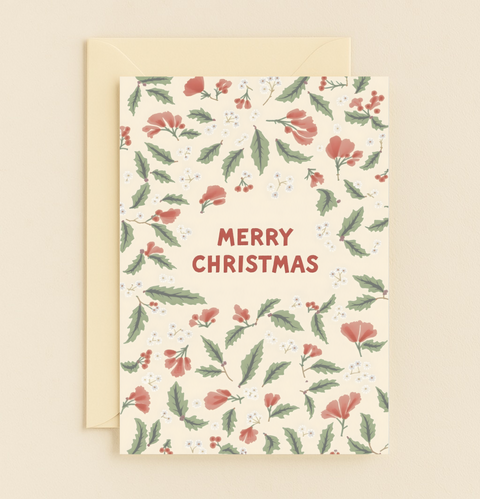 floral holiday greeting card