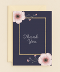 floral navy thank you card