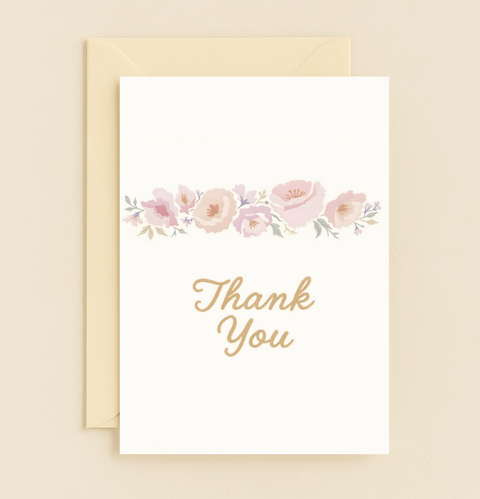floral pastel thank you card