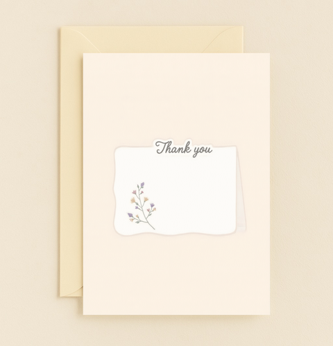 floral thank you card with delicate blooms