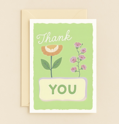 floral thank you card with flowers