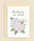 floral thank you card with hydrangeas