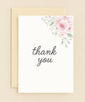 floral thank you card with pink blooms