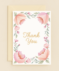 floral thank you card with pink flowers