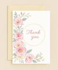 floral thank you card with pink roses
