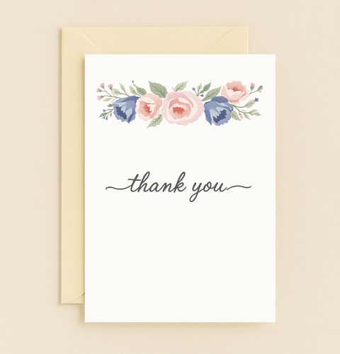floral thank you note card
