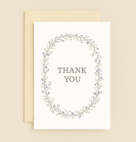 floral thank you wreath card