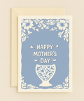 floral vase blue greeting card