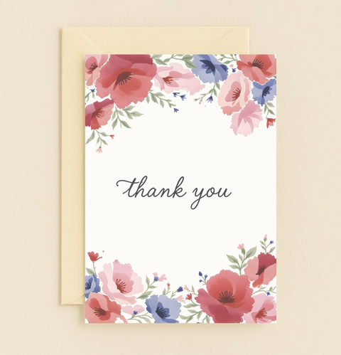 floral watercolor thank you card