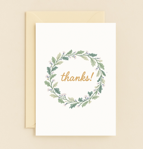 floral wreath elegant thanks card
