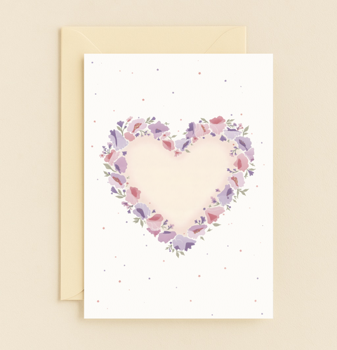 flower heart floral love card