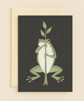 frog with leaf staff illustration card